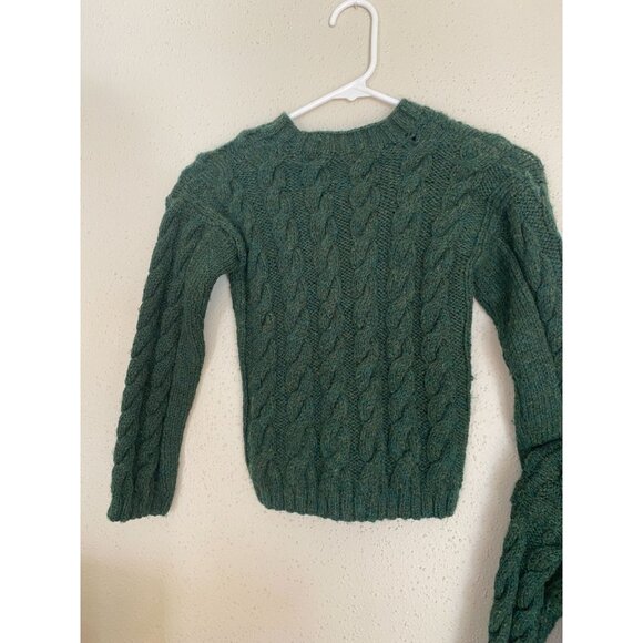Kids Handmade Green Cable Knit Sweater - Matching Sibling Sweaters - Picture 5 of 9